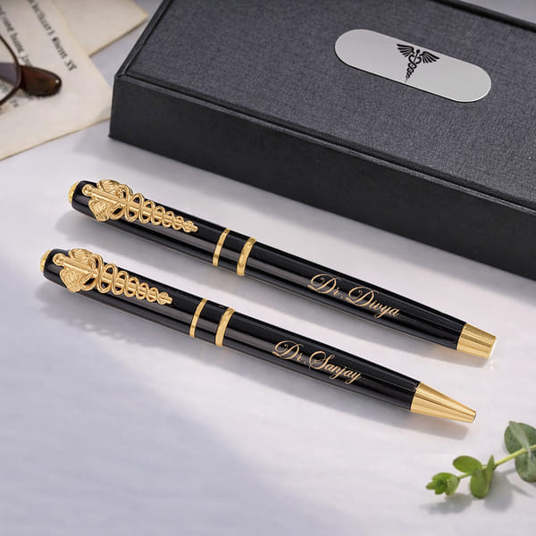 Personalized Doctor Clip Rollerball Pens - Set of 2