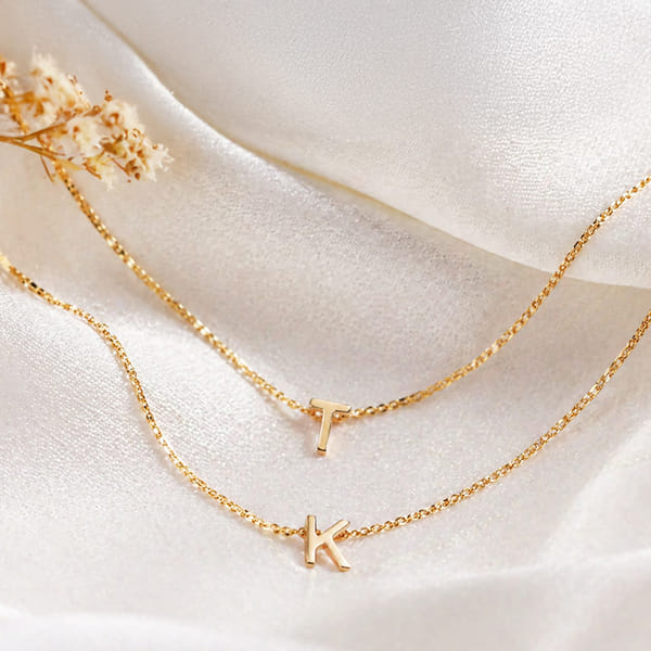 Personalized Dual Chain Initial Necklace for Mom
