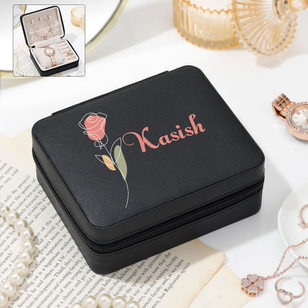 Personalized Elegant Black Jewellery Organizer
