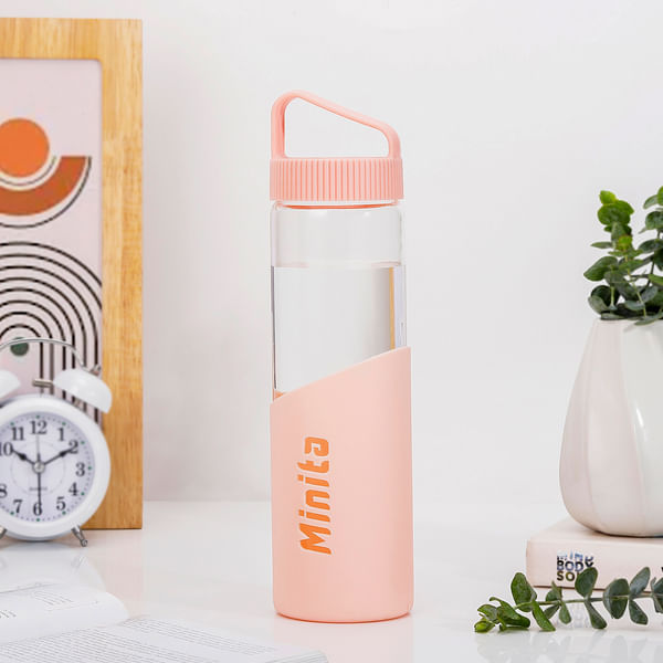 Personalized Elegant Glass Bottle - Pink