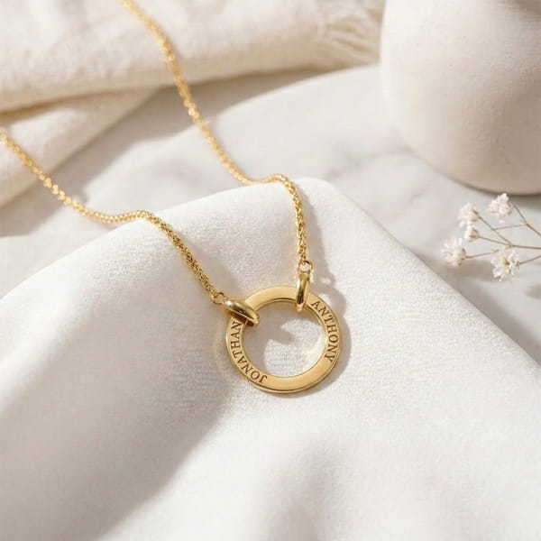 Personalized Engraved Gold Pendant Necklace for Dad