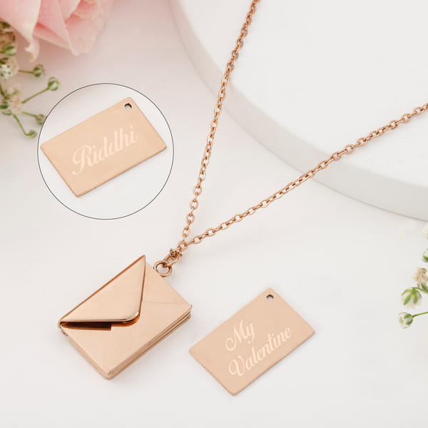 Personalized Envelope Rose Gold Pendant