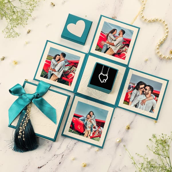 Personalized Explosion Box with Heart Pendant