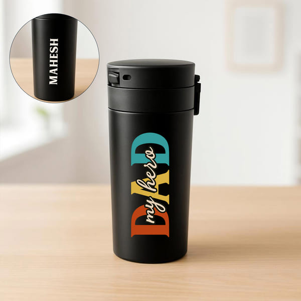 Personalized Father's Day Black Vacuum Mug