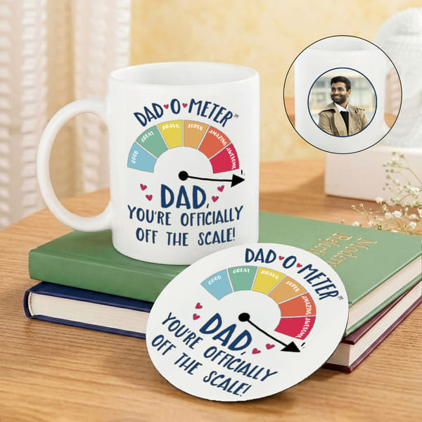 Personalized Father's Day Dad-O-Meter Mug & Coaster Set