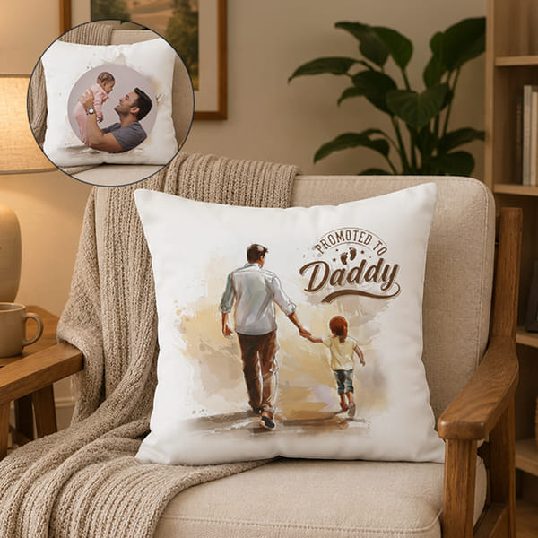 Personalized Father's Day Promoted to Daddy Cushion