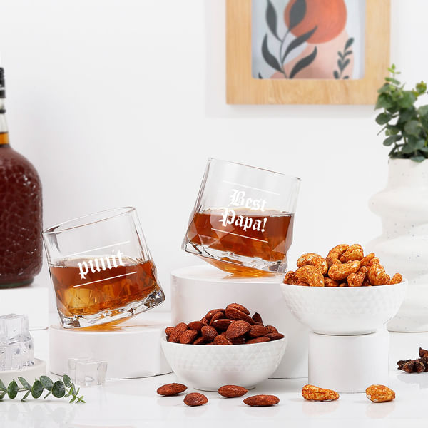 Personalized Father's Day Rotating Glass - Set Of 2