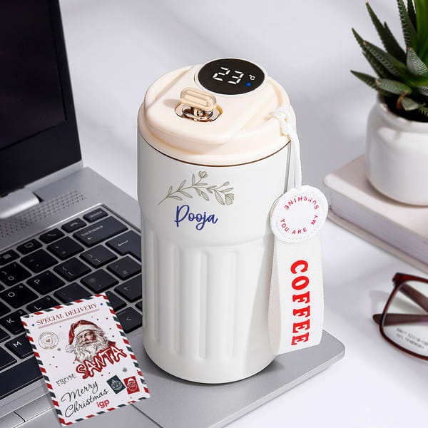 Personalized Floral Christmas Temperature Tumbler