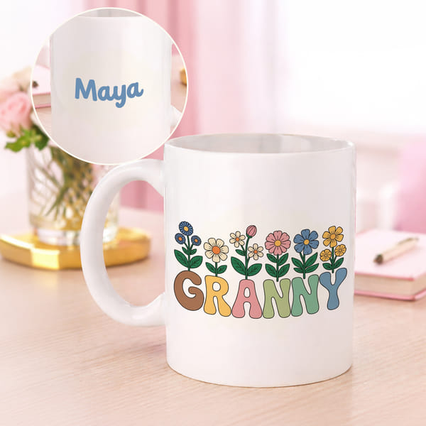 Personalized Floral Grandma Mug