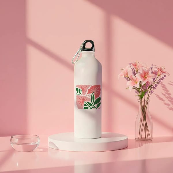 Personalized Floral Print Sipper Bottle