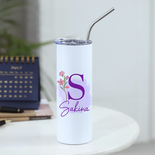 Personalized Floral Sipper For Valentine's Day