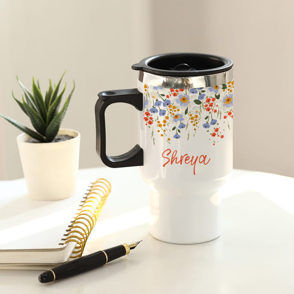 Personalized Flower Paradise Travel Mug