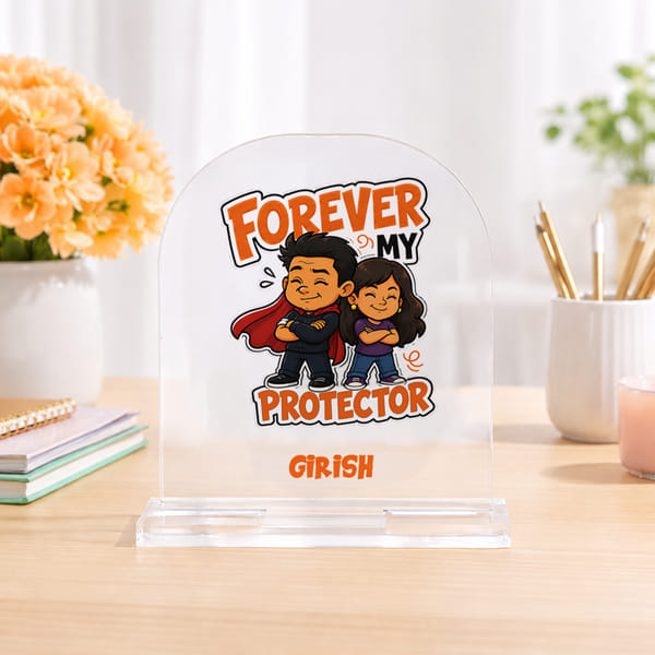 Personalized Forever Bro Acrylic Desk Standfor Rakhi