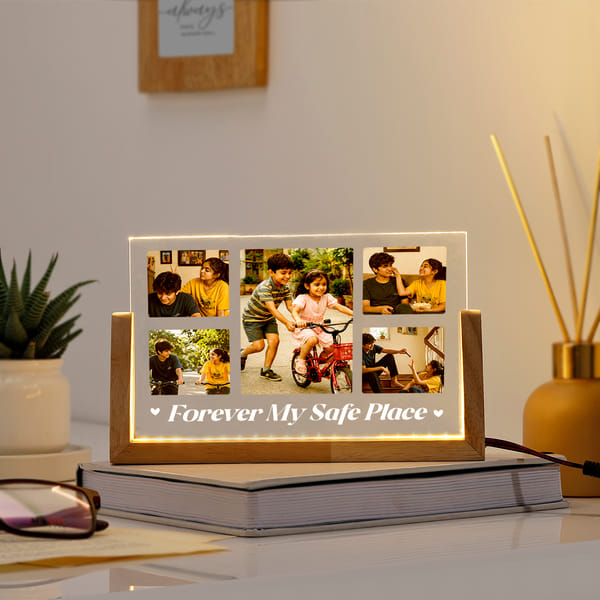 Personalized Forever Siblings LED Wooden Photo Frame for Rakhi