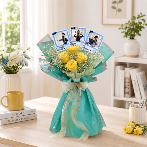 Personalized Fridge Magnet Rose Bouquet for Dad
