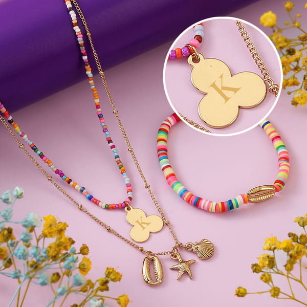 Personalized Girls Beaded Pendant Set