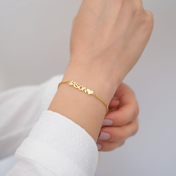 Personalized Gold Box Chain Bracelet For Women