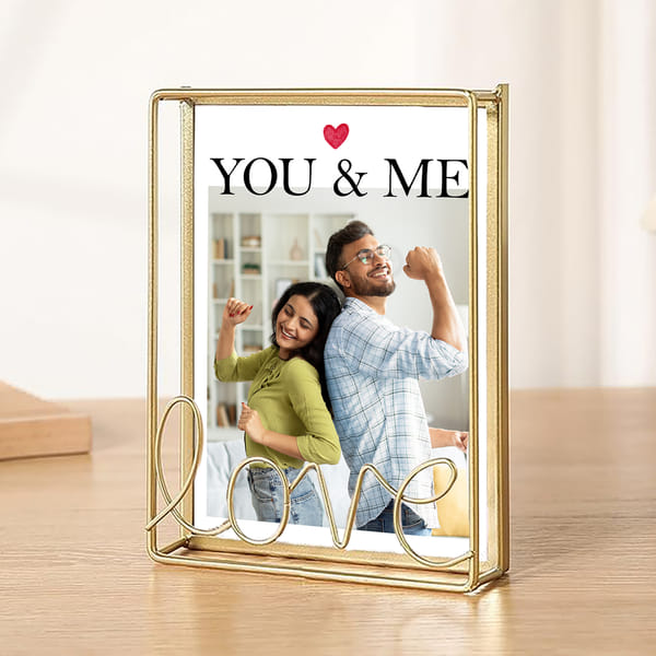Personalized Gold-Finish Metal Photo Frame