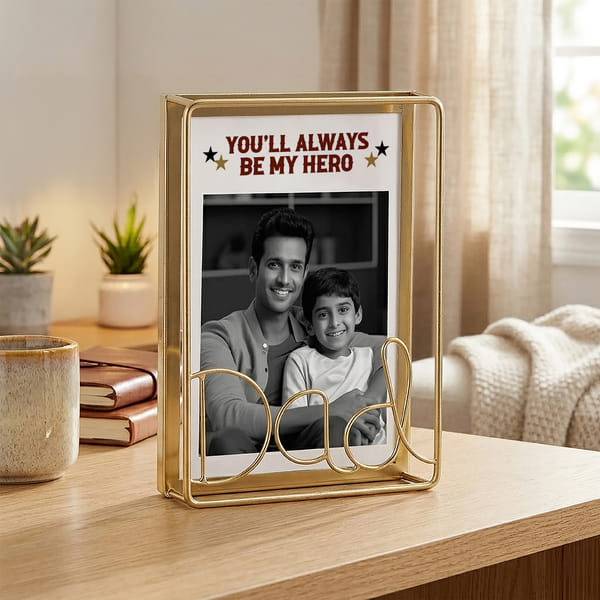 Personalized Gold-Finish Metal Photo Frame for Dad