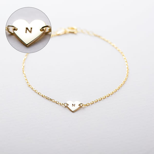 Personalized Gold Heart Engraved Bracelet For Women