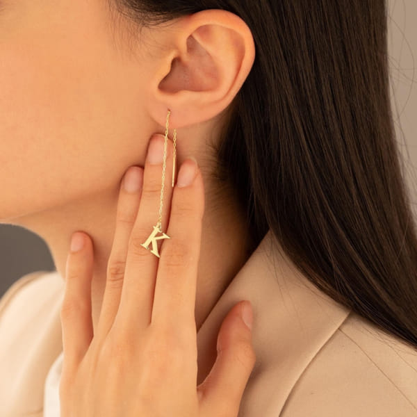 Personalized Gold Letter Dangle Earrings For Women