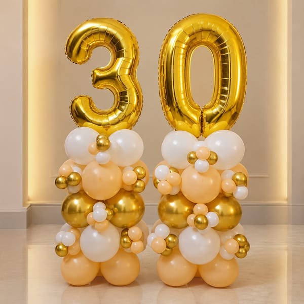 Personalized Gold Numeric Balloon Arrangement