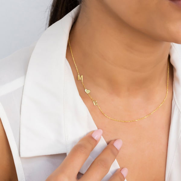 Personalized Gold Two Initials Necklace For Women