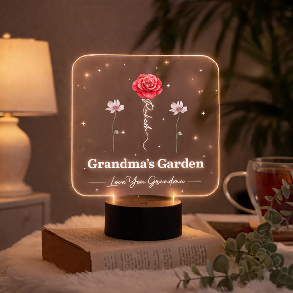 Personalized Grandma's Floral LED Lamp for Mother's Day