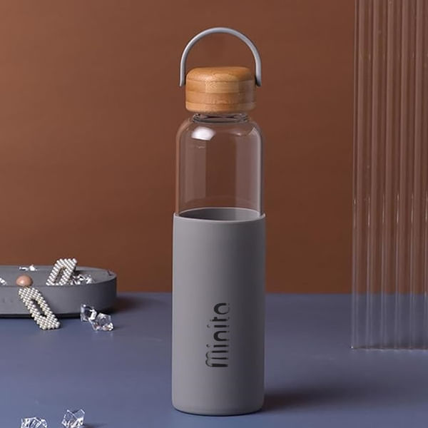 Personalized Grey Silicone Sleeve Glass Bottle