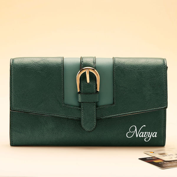 Personalized Handy Wallet WIth Buckle For Women - Grey