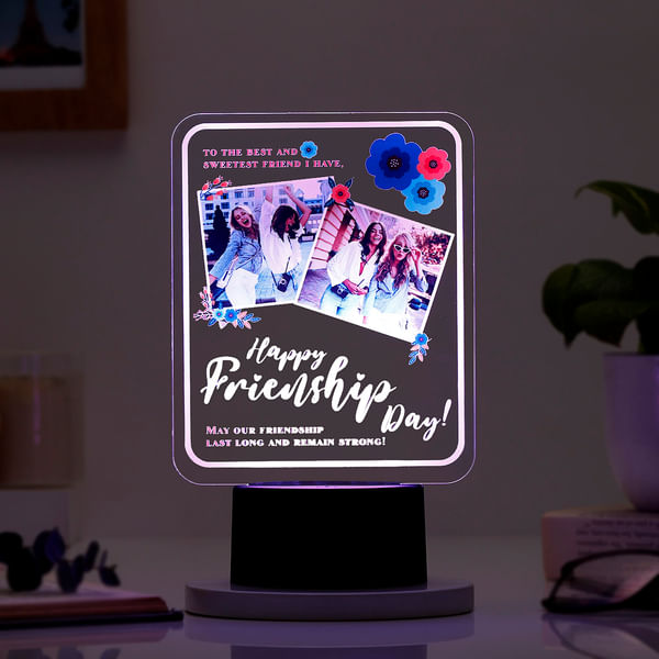 Personalized Happy Friendship Day LED Lamp - Black Base
