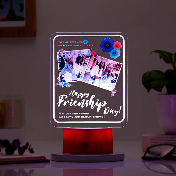 Personalized Happy Friendship Day LED Lamp - Brown Base