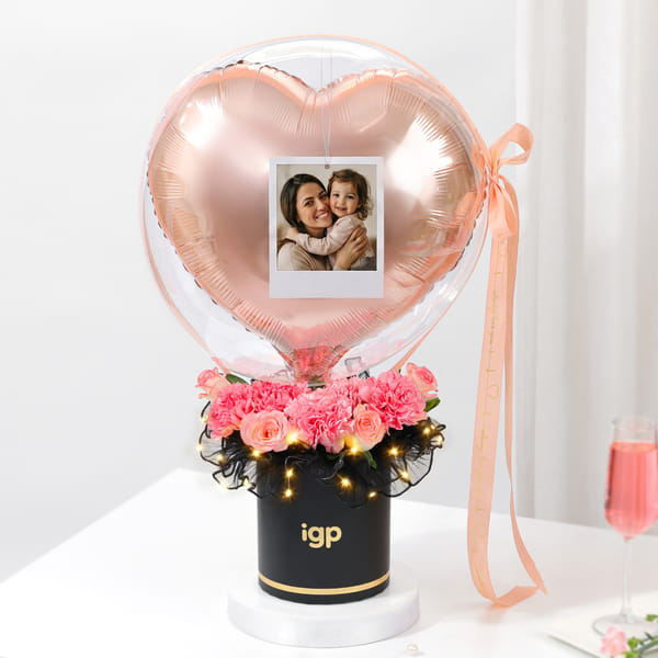 Personalized Heart Balloon Floral Arrangement