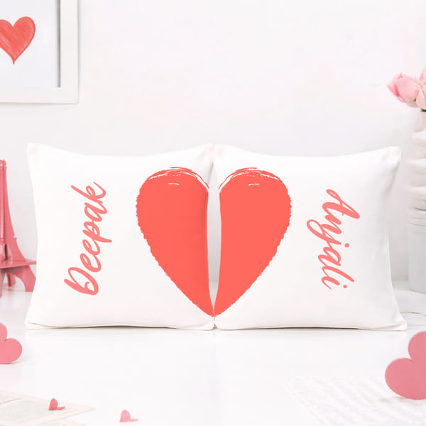 Personalized Heart Couple Cushions - Set Of 2