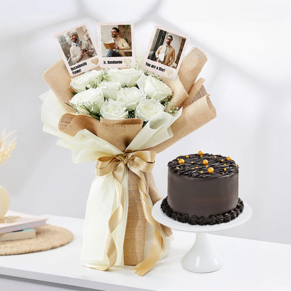 Personalized Heartfelt Blooms And Sweet Treat
