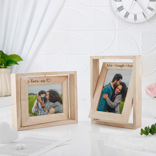 Personalized I Love Us Rotating Wooden Frame - Set Of 2