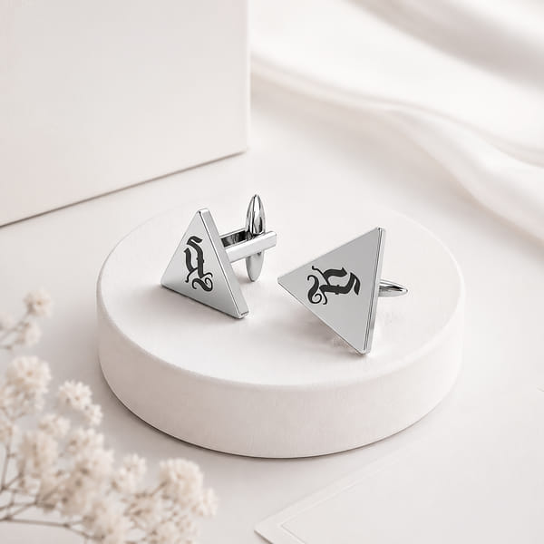 Personalized Initial Silver Cufflinks for Father's Day