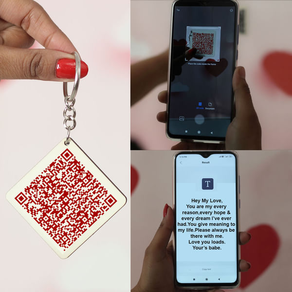 Personalized Keychain with Love Qr Code