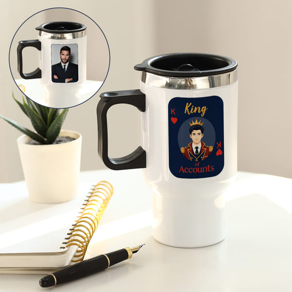 Personalized King of Accounts Travel Mug