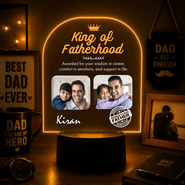 Personalized King of Fatherhood LED Lamp for Dad