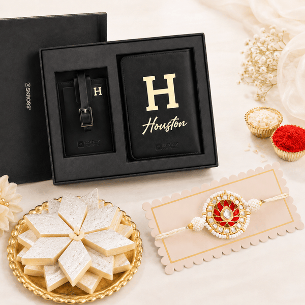 Personalized Leather Travel Duo Rakhi Set