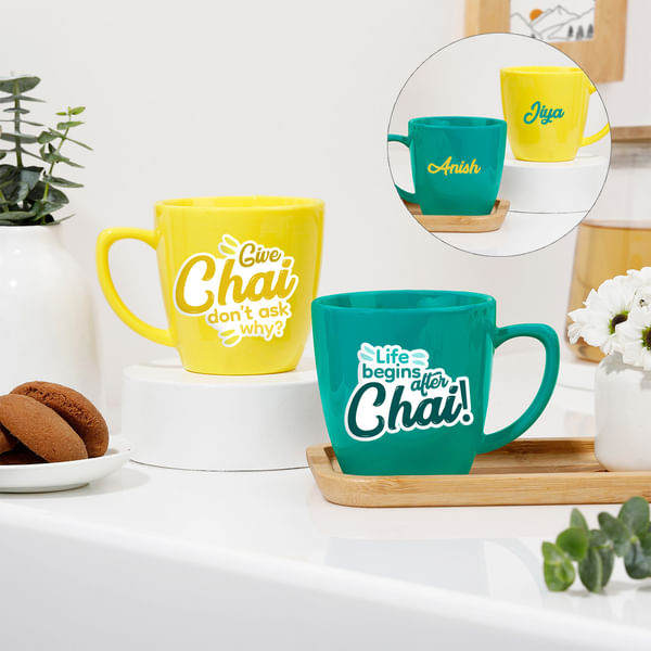 Personalized Life And Chai Cups - Set Of 2