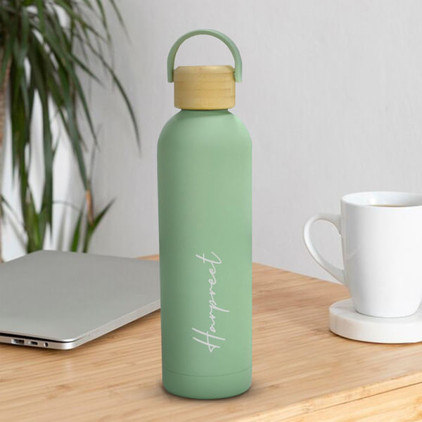 Personalized Light Green Vacuum Insulated Water Bottle