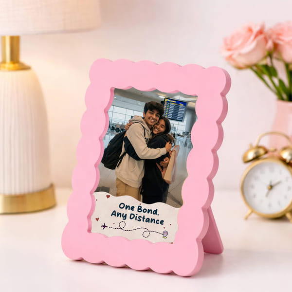 Personalized Long Distance Siblings Scallop Edged Photo Frame
