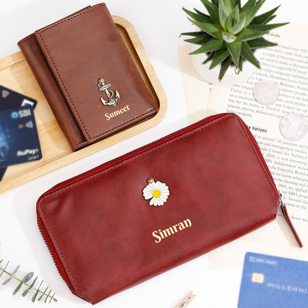 Personalized Love And Charm Wallet Combo For Couple