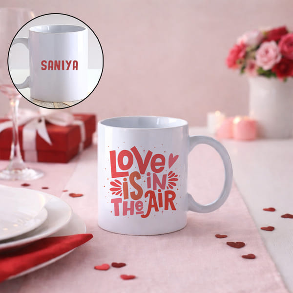 Personalized Love Is In The Air Valentint's Day Ceramic Mug