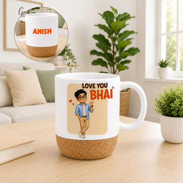Personalized Love You Brother Coffee Mug with Cork Base