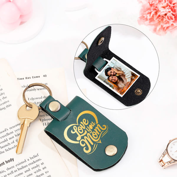 Personalized Love You Mom Photo Keychain