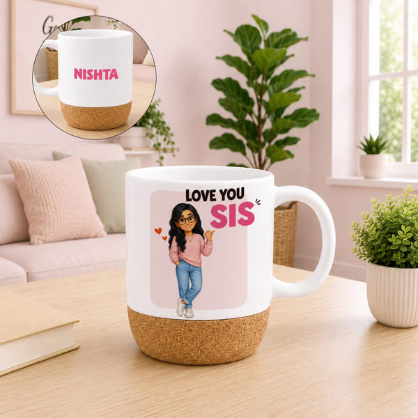 Personalized Love You Sis Coffee Mug with Cork Base
