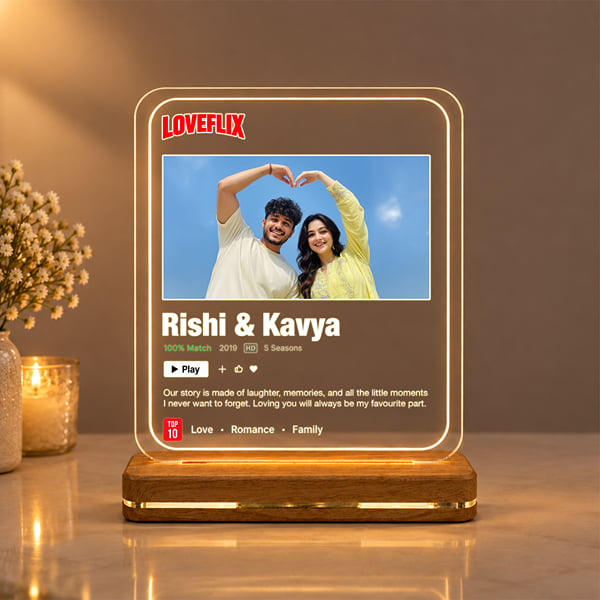 Personalized Loveflix Couple Photo LED Lamp
